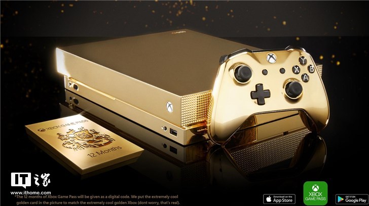 微软打造24K黄金Xbox One X限定主机，金光闪闪亮瞎双眼